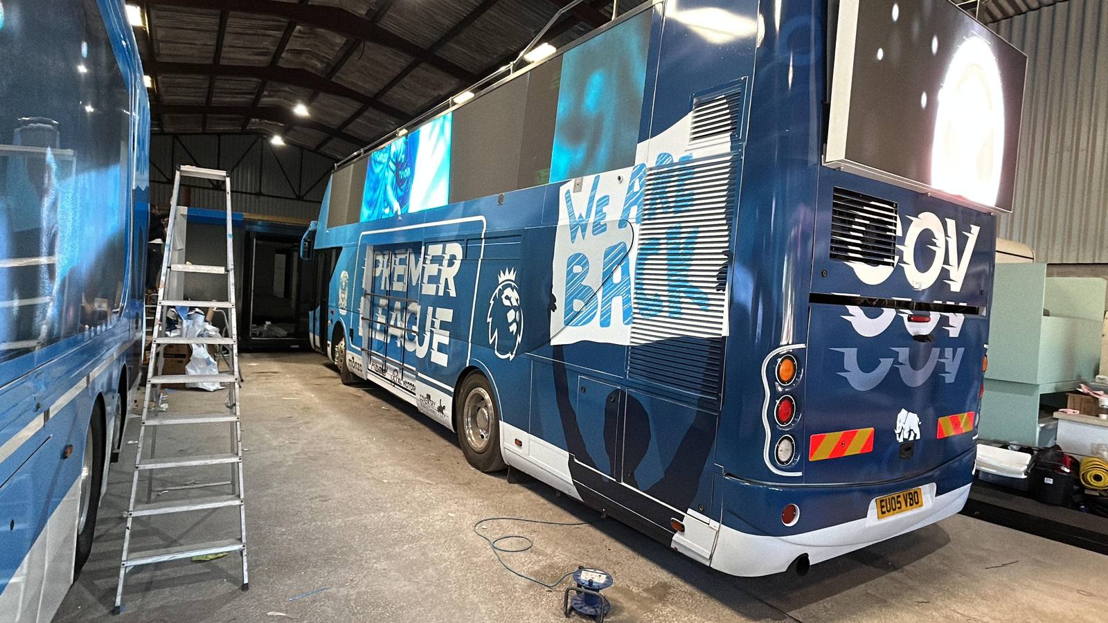 Coventry City bus wrap during fitting