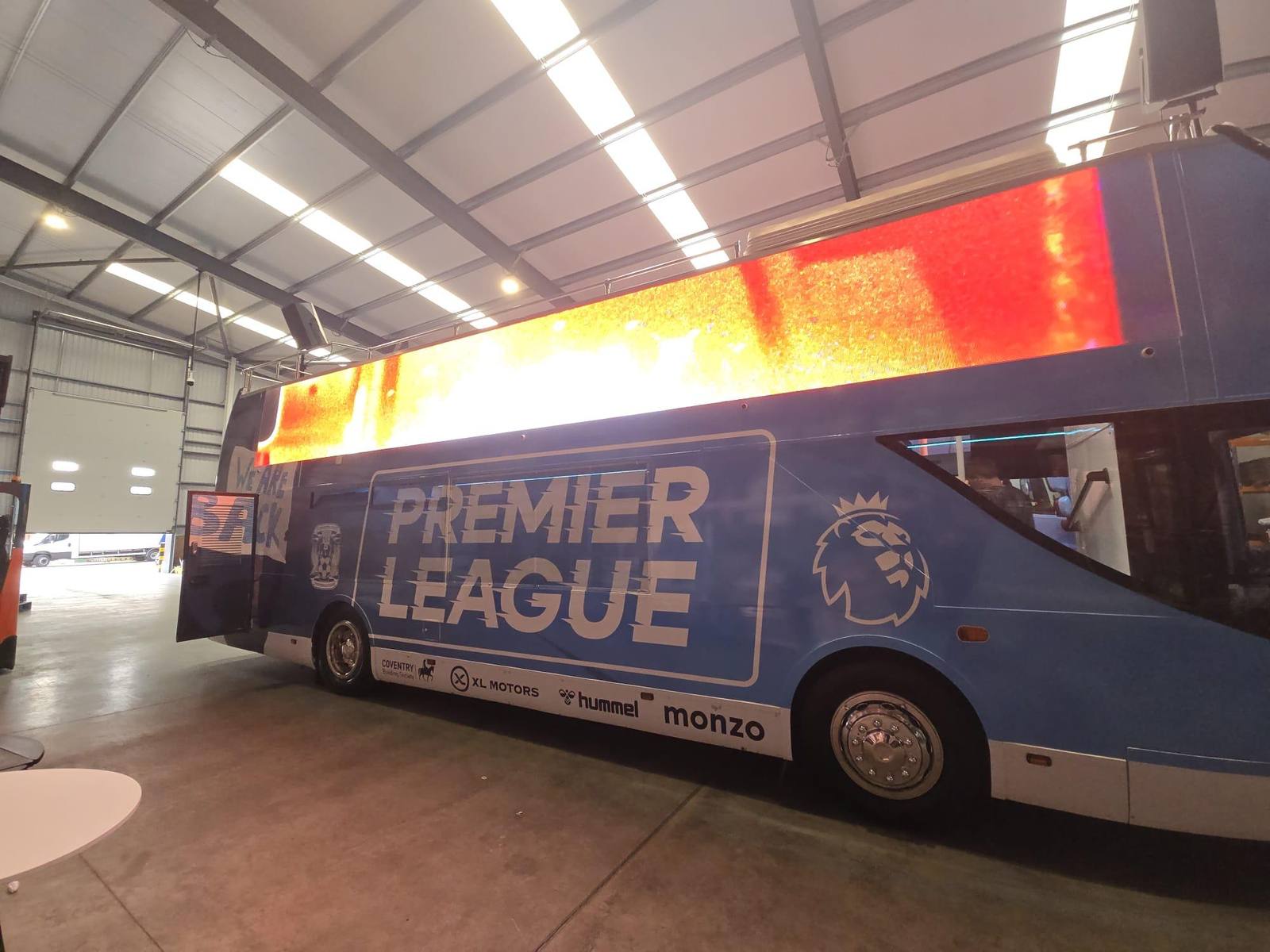 Premier League bus with LED roof